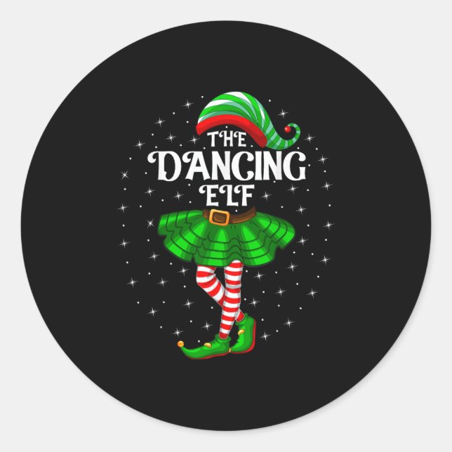 Dancing Elf Christmas Family Matching Women Girls  Classic Round Sticker (Front)