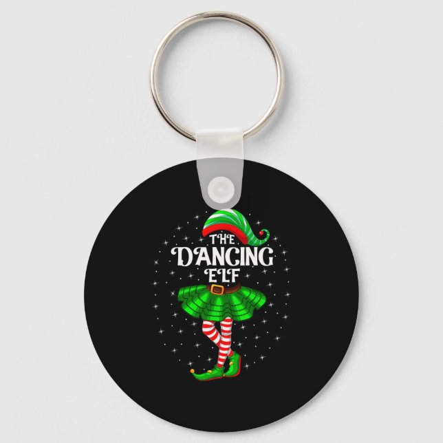 Dancing Elf Christmas Family Matching Women Girls  Keychain (Front)