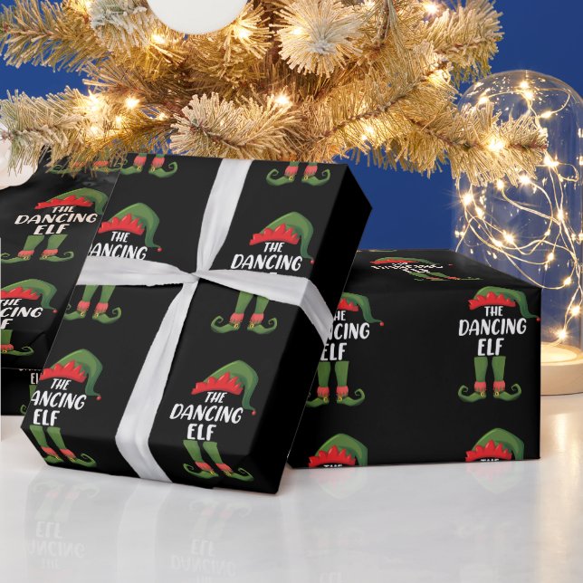 Dancing Elf Family Matching Group Christmas Party  Wrapping Paper (Holidays)