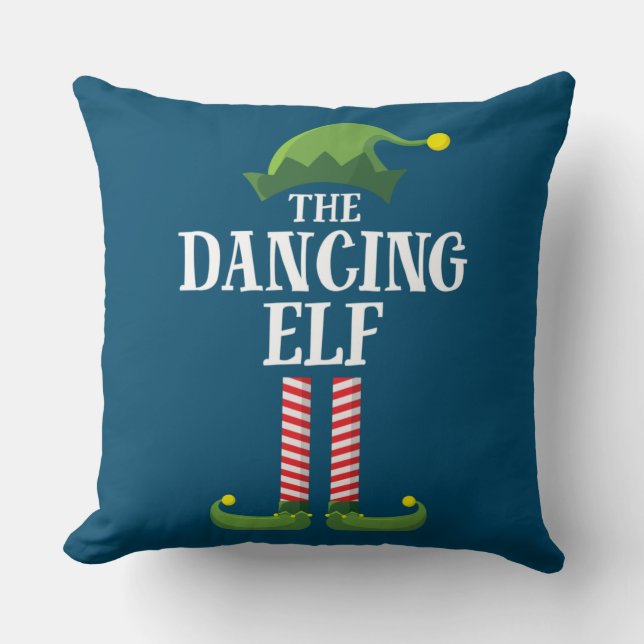Dancing Elf Matching Family Group Christmas Party Throw Pillow (Front)
