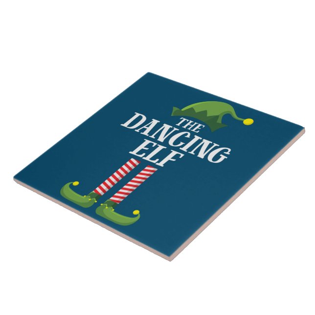 Dancing Elf Matching Family Group Christmas Party Tile (Side)