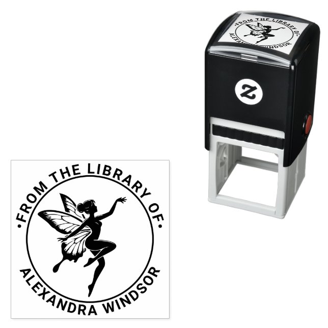 Dancing Fairy Butterfly Wings Library Book Name Self-inking Stamp (In Situ)