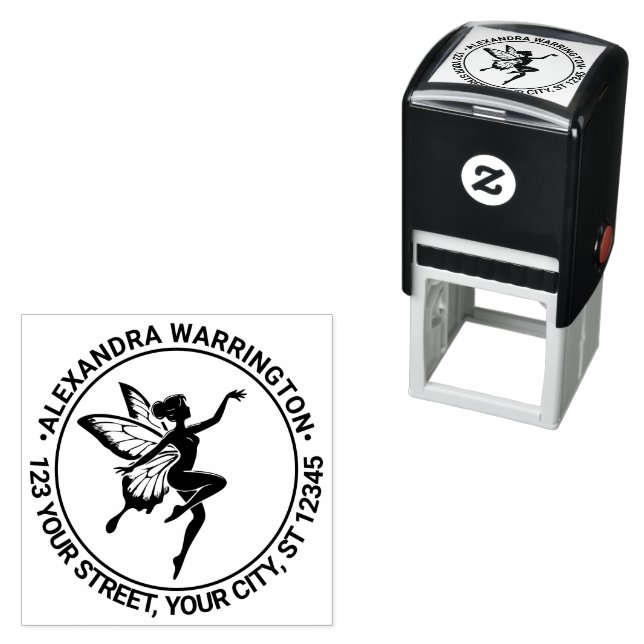 Dancing Fairy Butterfly Wings Name Ret Address #2 Self-inking Stamp (In Situ)
