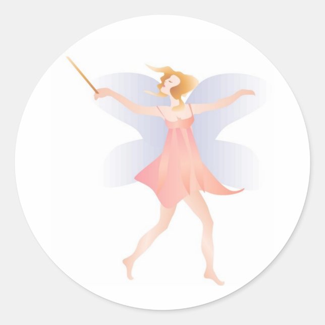Dancing Fairy with Magic Wand Classic Round Sticker (Front)
