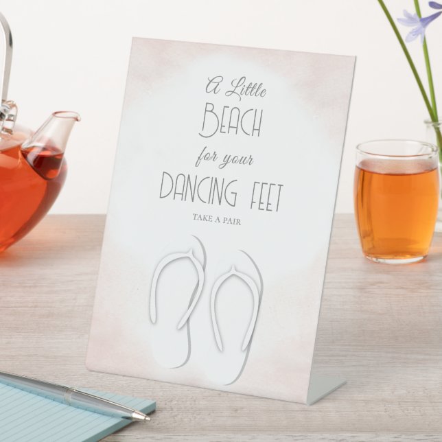 Dancing Feet Beach Wedding Pedestal Sign (In SItu)