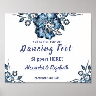 Dancing Feet Flip Flops | Blue Flower Wedding Sign