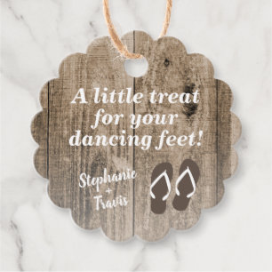 Dancing Feet Flip Flops Rustic Wedding Favour Tags