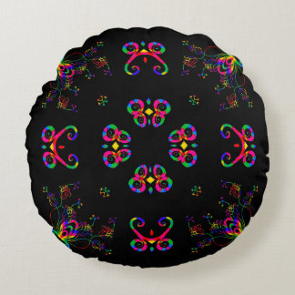 Dancing Fiesta Flowers Round Pillow