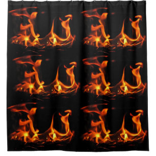 Dancing Fire Orange and Black Shower Curtain