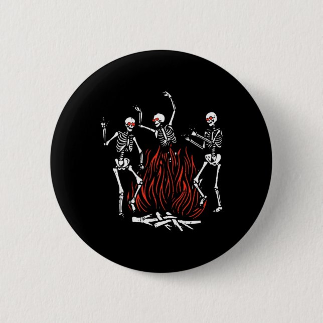 Dancing Fire Valentines Day Funny Bones Heart Love 2 Inch Round Button (Front)