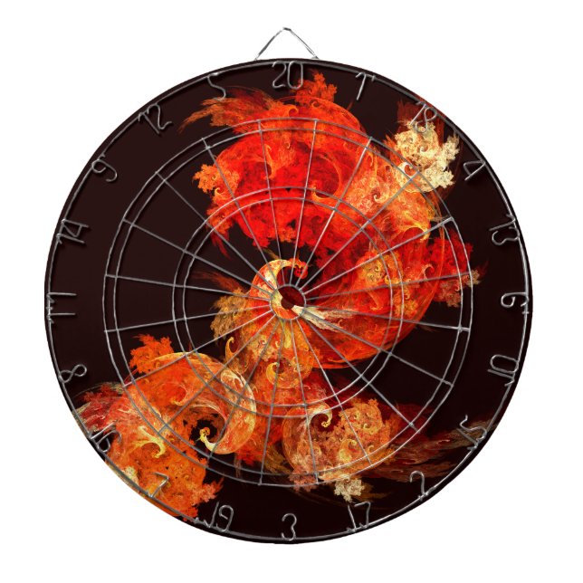Dancing Firebirds Abstract Art Dartboard (Front)