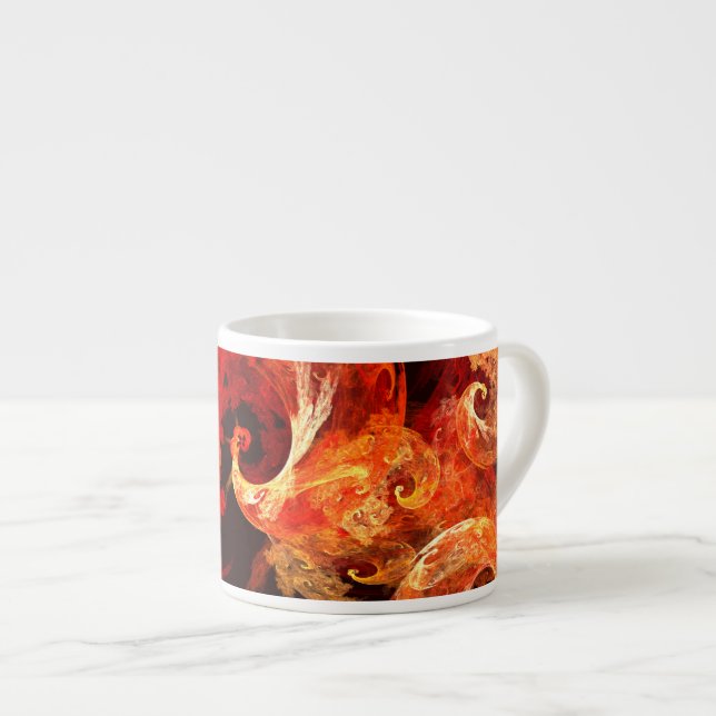 Dancing Firebirds Abstract Art Espresso Mug (Front Right)