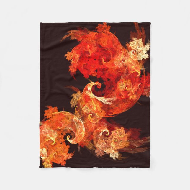 Dancing Firebirds Abstract Art Fleece Blanket (Front)