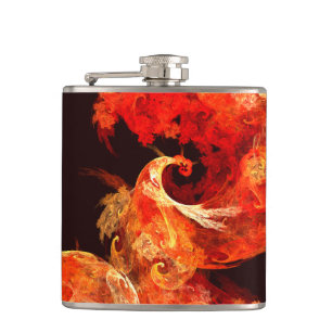 Dancing Firebirds Abstract Art Hip Flask