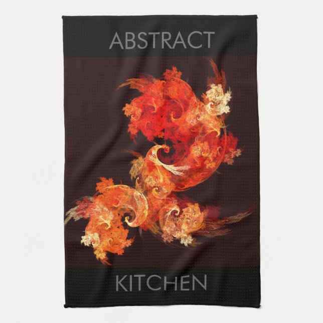 Dancing Firebirds Abstract Art Kitchen Towel (Vertical)
