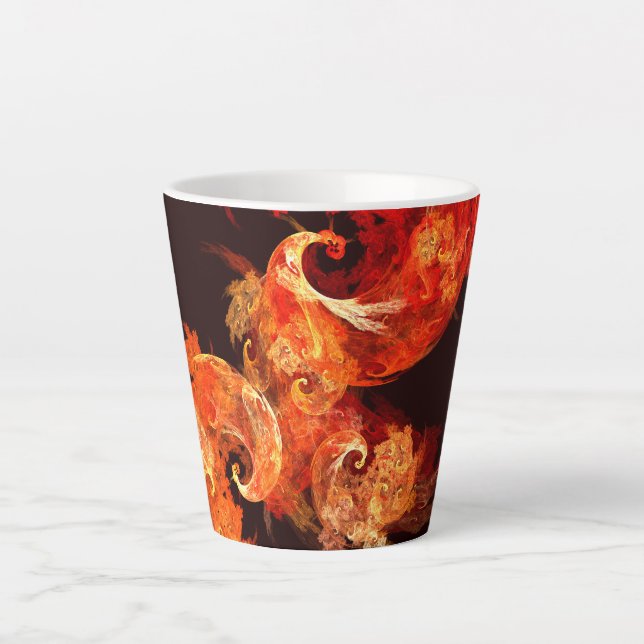 Dancing Firebirds Abstract Art Latte Mug (Front)