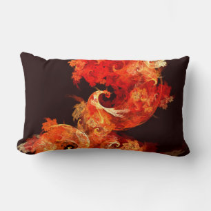 Dancing Firebirds Abstract Art Lumbar Pillow