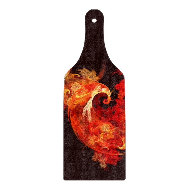 Dancing Firebirds Abstract Art Paddle Cutting Board (Front)