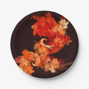 Dancing Firebirds Abstract Art Paper Plate