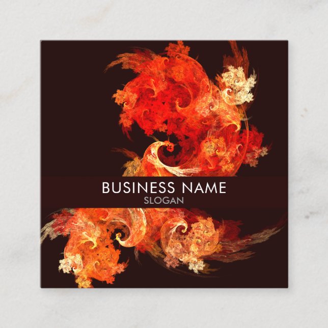 Dancing Firebirds Abstract Art Professional Square Business Card (Front)