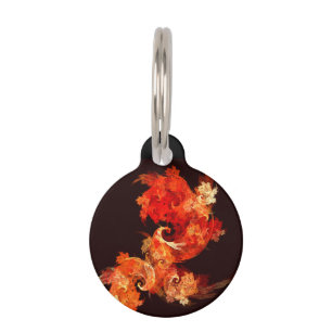 Dancing Firebirds Abstract Art Round Pet Tag