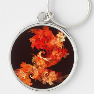 Dancing Firebirds Abstract Art Small Keychain