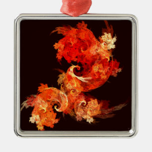 Dancing Firebirds Abstract Art Square Metal Ornament