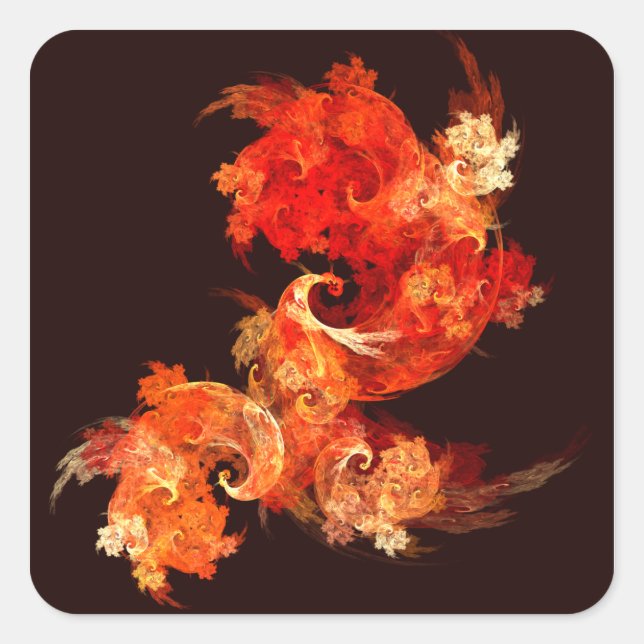 Dancing Firebirds Abstract Art Square Sticker (Front)