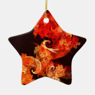 Dancing Firebirds Abstract Art Star Ornament