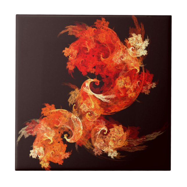 Dancing Firebirds Abstract Art Tile (Front)