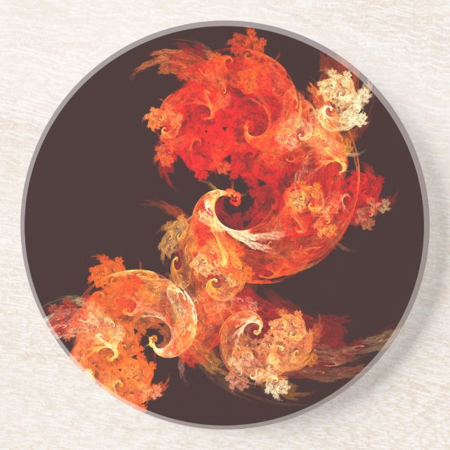 Dancing Firebirds Art Modern Fractal Abstract Coaster (Front)