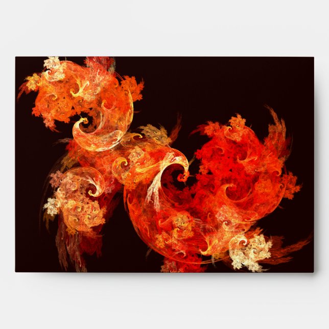 Dancing Firebirds Art Modern Fractal Abstract Envelope (Front)