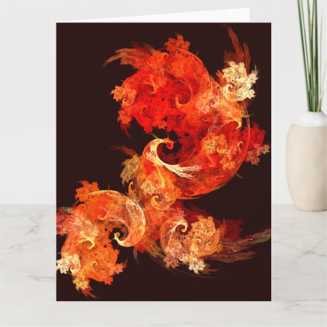 Dancing Firebirds Art Modern Fractal Abstract Thank You Card (Front)