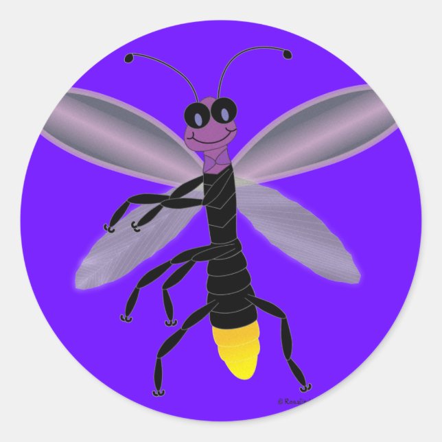 Dancing Firefly Classic Round Sticker (Front)