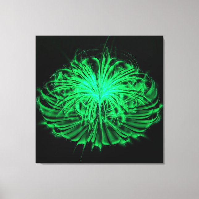 Dancing Fireworks-Teal Wall Art Stretched Canvas (Front)