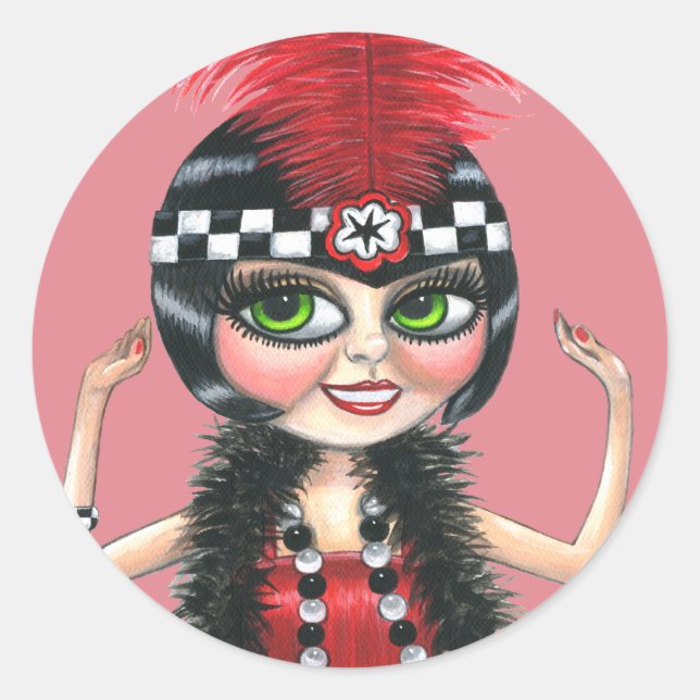 Dancing Flapper Girl Roaring Twenties Classic Round Sticker (Front)