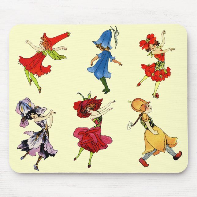 Dancing Flower Children Mouse Pad (Front)