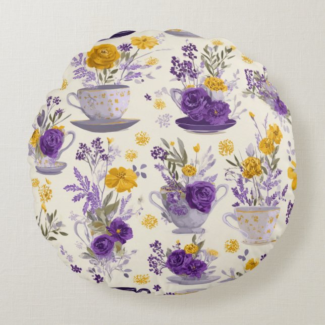 Dancing flower  round pillow (Front)