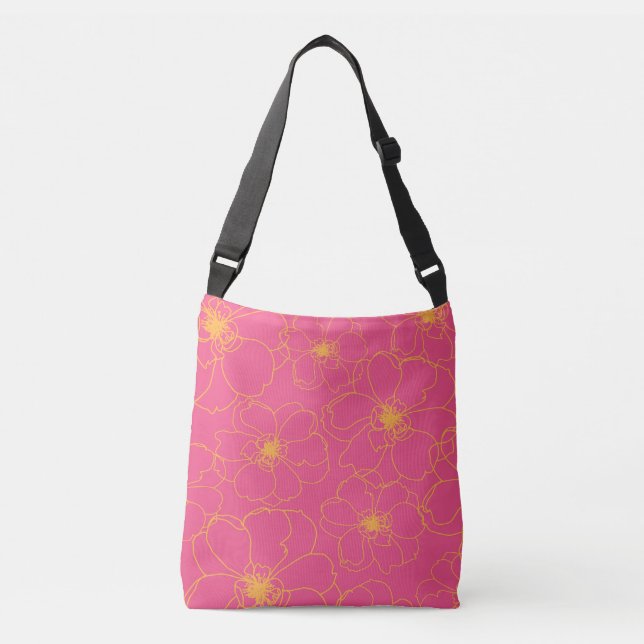 Dancing Flowers Crossbody Bag in Pink (Front)