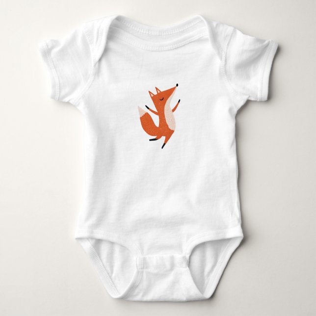Dancing Fox Cute Art Baby Bodysuit (Front)