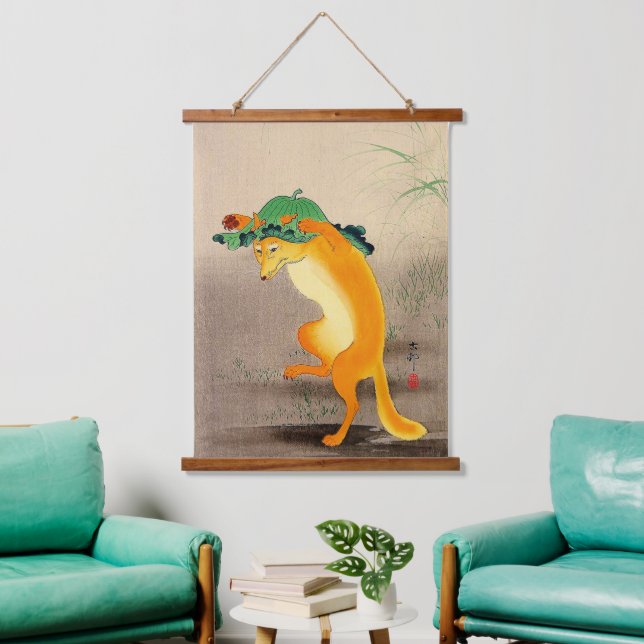 Dancing Fox Ohara Koson 1910  Hanging Tapestry (Living Room)