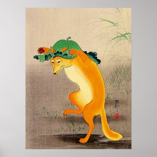 Dancing Fox Ohara Koson 1910 Poster (Front)
