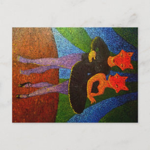 Dancing foxes postcard