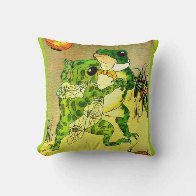 Dancing Frogs Throw Pillow (Front)