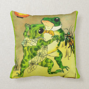 Dancing Frogs Throw Pillow