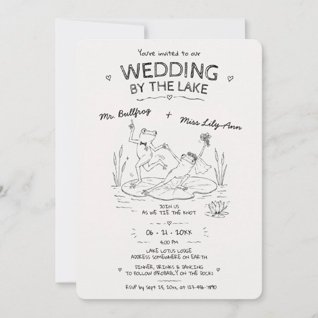 Dancing Frogs Wedding by the Lake Wedding Invitation (Front)