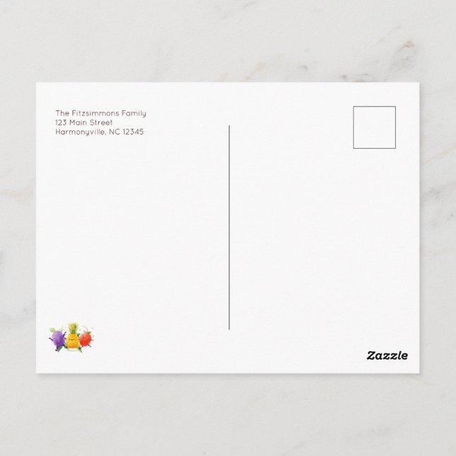Dancing Fruit Birthday Invite Postcard (Back)