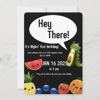 Dancing fruit themed first birthday card
