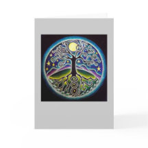 Dancing Full Moon Tree of Life Mandala Card