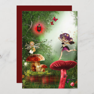 Dancing Garden Forest Pixy Fairies Blank Card